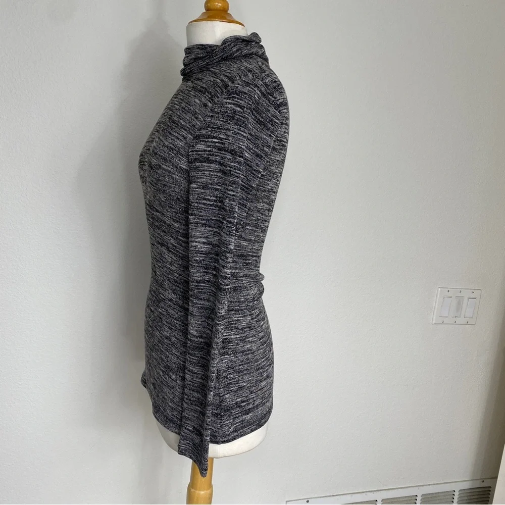 Anthropologie Pure + Good Gray Marbled Turtleneck Soft Stretch Knit Top Size M